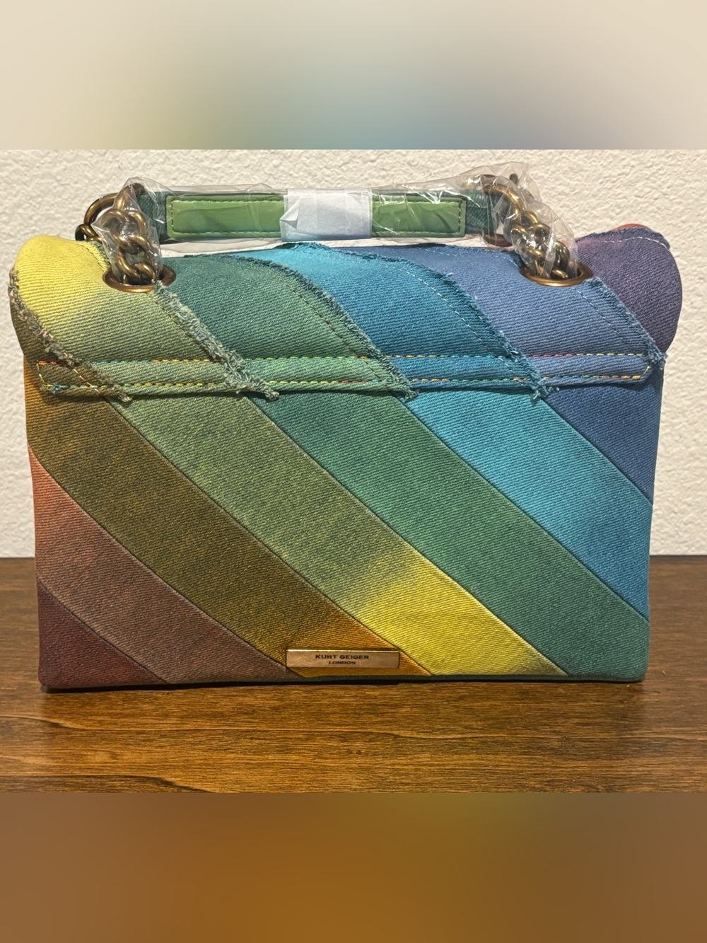 Kurt Geiger Multicolor Denim Diagonal Stripe Crossbody Bag - Picture 10 of 14